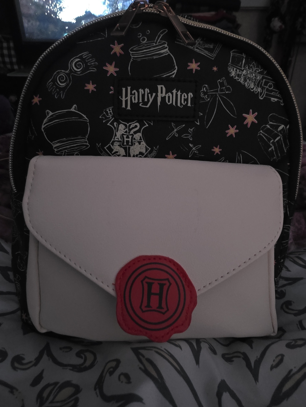 Harry Potter Mini Backpack Black/White/Multi Nwt